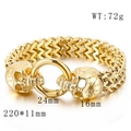 Men's gold-tone stainless steel skull bracelet with woven chain and 220mm length - Gold / 19cm(KB74926-BD)