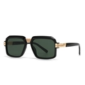 Modern retro square oversized sunglasses with black frame and green lenses for men - Black Frame Dark Green Lens