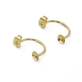 Orecchini a C a farfalla placcati oro 14K con montatura per perle - Chiusure a Farfalla a C (11x19mm) 2 pz/Confezione / Placcato Oro 14K