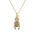Collana con ciondolo a coniglio in oro con cristalli verde smeraldo e zirconi bianchi - Verde