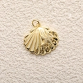 Golden plated seashell pendant with starfish detail and radial texture for necklaces - A0772 Shell with Starfish