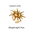Golden double layer open ring featuring a polished sunburst charm with size and weight labels - Adjustable Open / Gold
