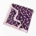 Folded silk scarf with purple floral pattern and pink flower borders for women - Purple 5227