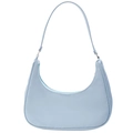 Sac à bandoulière classique en nylon bleu ciel avec fermeture zippée pour femmes - Bleu