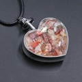 Collar con colgante de corazón relleno de piedras de granate rojo y cordón negro - Ágata roja
