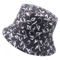 Reversible bucket hat with black and white vine pattern print for men and women - 58cm / White Floral Scroll