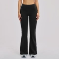 Schwarze Yoga-Schlaghose für Damen mit hoher Taille und breitem elastischem Bund - S / Premium Schwarz