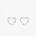 Orecchini a perno a cuore in argento sterling S925 con design geometrico a catena - Argento 925 / Argento (Argento Sterling S925)