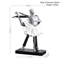 Scultura coppia danza latina in resina argento e bianco per soggiorno, altezza 27,5 cm - Danza Doppia Stile A Argento