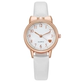 Women's quartz watch featuring a white leather strap and rose gold case with heart detail - White (Watch Only)