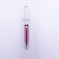 Syringe-shaped ballpoint pen with pink liquid in transparent barrel and 0.5mm tip - Pink Barrel