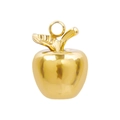 Polished 18k gold plated 304 stainless steel apple pendant with leaf detail - Gold