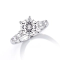 Classic S925 silver 3 carat round cut moissanite ring with six-prong setting and side diamonds - US 5 / 6-Claw Round 3ct Pave-Silver