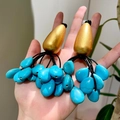 2601016 Turquoise Teardrop Tassel Earrings (s925 Silver Needle)