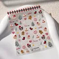 Stickers ongles Noël 5D en relief avec ours, sapin et pain d'épices modèle TS-3865 - TS-3865 Ours de Noël Rétro - Relief 5D