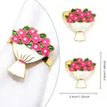 Pink enamel flower bouquet napkin ring with gold metal finish for table decoration - Pink White Green Bouquet