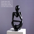 Modern black resin abstract thinker figurine sculpture for office shelf decoration - Black Left Revery
