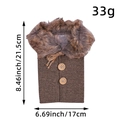 Brown herringbone Christmas wine bottle cover with faux fur collar and button detail - Brown Herringbone Striped Style