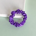 Elegant purple satin silk scrunchie with high-gloss finish and traceless elastic hair band - Deep purple