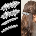 Set di fermagli per capelli in argento con strass in vetro marquise e perle bianche - Set di Accessori per Capelli in Argento con Strass e Perle (Stile B)