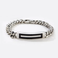 Bracciale cubano da uomo in acciaio inossidabile con inserto in fibra di carbonio - Fibra di carbonio a striscia centrale / Argento