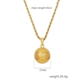 Gold basketball pendant necklace with twisted chain for sports lovers, 55cm length - Textured Basketball Shape (Gold MS-442)