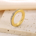 18K gold plated wide band ring with shimmering clear rhinestones on a silk background - Wide Edge Pave Style (KR111405-KFC)