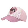 Rosa Mädchen Einhorn Baseballkappe mit Wende-Pailletten-Herz und Glitzerschirm - LOVE Pailletten - Rosa