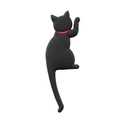 Cartoon schwarze Katze Kühlschrankmagnet Haken mit rotem Halsband und biegbarem Schwanz - Schwarz