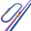 Rainbow plated stainless steel snake chain necklace with secure mechanical folding clasp - Set (KS203506-KFC) / Rainbow Set