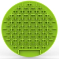 Bright green round silicone dog lick mat with cross-shaped slow feeder textures - Green Round Cross Style