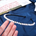 Black 6mm headband featuring colorful natural crystal beads in a minimalist handmade style - 6mm Morganite
