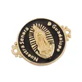 Gold-plated Virgin Mary connection piece with black enamel and crown details - M580409-Black