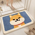Saugfähige Shiba Inu Badezimmer Matte mit blauem rutschfestem Flock-Material - 50*80cm / Akita