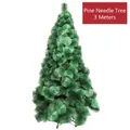 Deep green 3m large pine needle Christmas tree with dense branches and metal stand - 3m Pine Needle Tree