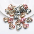 Rainbow plated heart-shaped metal beads with dotted texture for DIY jewelry making - Brilliant Purple