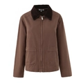 Giacca casual da donna con scollo quadrato e dettagli in velluto a coste marrone - S / Marrone Scuro