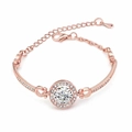 Elegante bracciale in oro rosa con ciondolo circolare in zircone e catena regolabile - Oro rosa