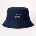 Detail of CHILD OF God embroidery on navy blue twill cotton bucket hat for summer - One Size / Navy Blue