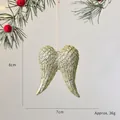 Glittery gold angel wing Christmas ornament with ribbon, size 8x7cm and 36g weight - Gold Wings