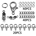 100pcs DIY silver jewelry findings kit including lobster clasps and jump rings - Gunmetal Black Set