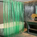 Detail eines halbtransparenten grünen PEVA-Duschvorhangs mit Blasenmuster wasserfest - 180*180CM / Grüner 3D-Kiesel mit Stahlöse und Magnet