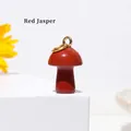 Mini ciondolo a forma di fungo in diaspro rosso naturale con gancio in oro lucido - Diaspro Rosso