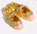 Roze en gouden balletschoen hanger met glanzende kristallen voor dames ketting - Goud
