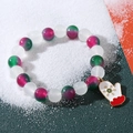 Christmas beaded bracelet with white and red-green beads and a festive glove charm - Christmas Glove Charm Red Green White