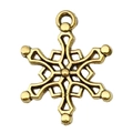 Antique gold snowflake charm pendant for DIY bracelets and necklaces jewelry making - 1pc 3D Snowflake 15x19mm