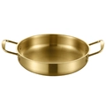 Golden stainless steel seafood pan with dual handles and brushed metal texture - 18cm / Luxury Gold