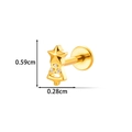 Golden titanium Christmas tree stud earring with clear zircons measuring 0.59cm by 0.28cm - Simple Xmas Tree (T2584-5#) / Gold