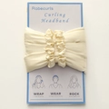 Bandeau à boucler en soie beige sans chaleur Robecurls fixé sur sa carte d'instruction - Beige