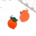 Creative orange-shaped resin pendants with green leaves for DIY keychain making - Orange Fruit